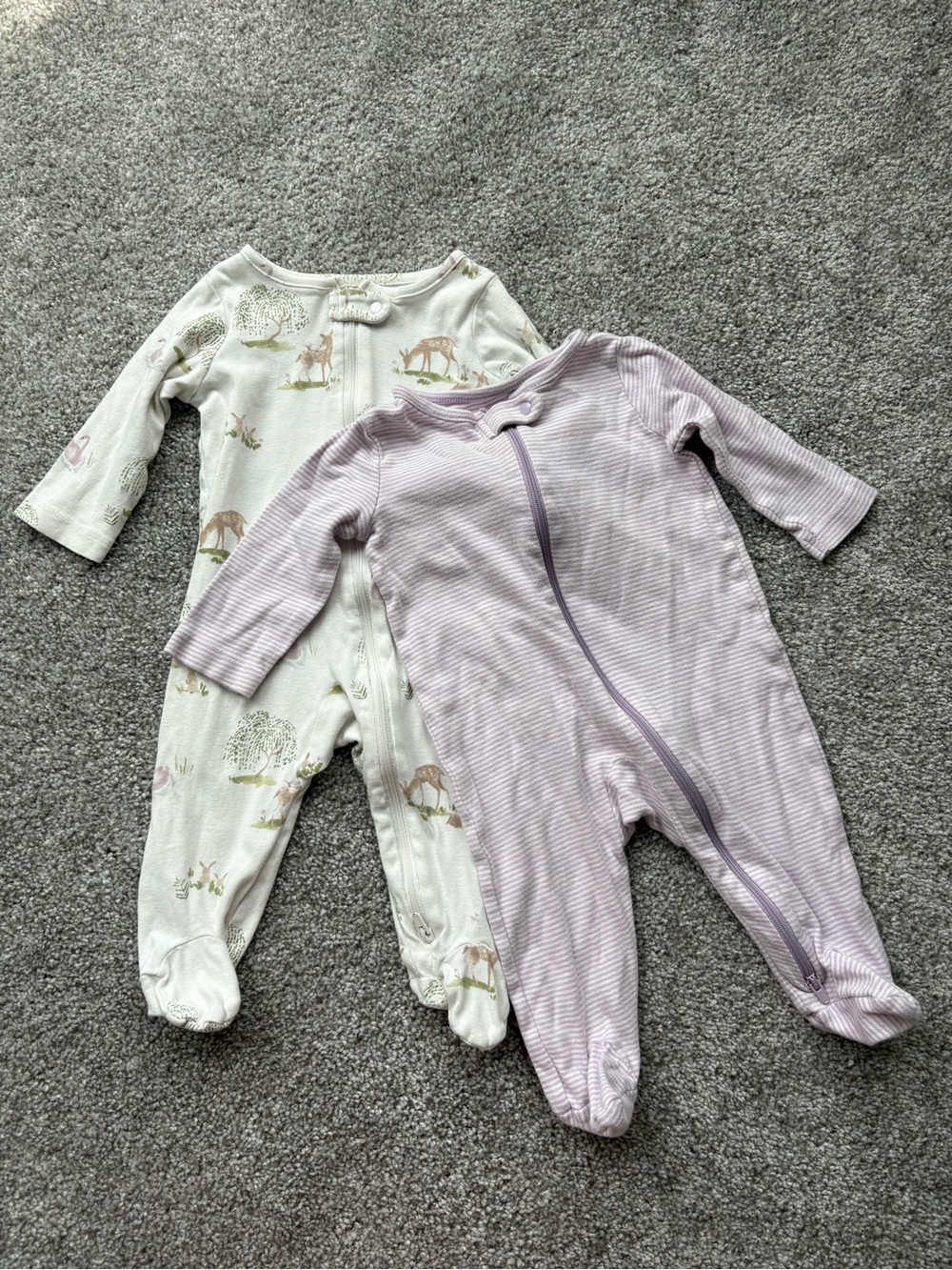 Baby Girls 2-Pack footie onsie — Carters Cotton Onsies double zipper